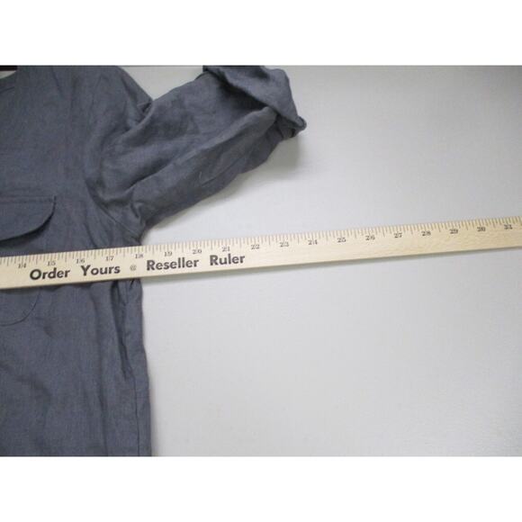 Ellen Tracy Linen Tunic Top Women Small Roll Tab Gold Zipper Tassel Trim Popover - Picture 10 of 16